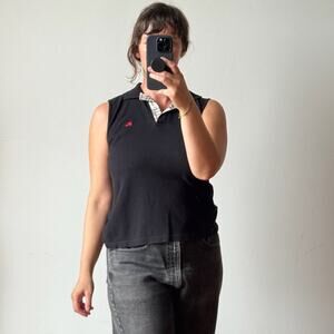 BURBERRY LONDON Women's Sleeveless Black Polo Shirt